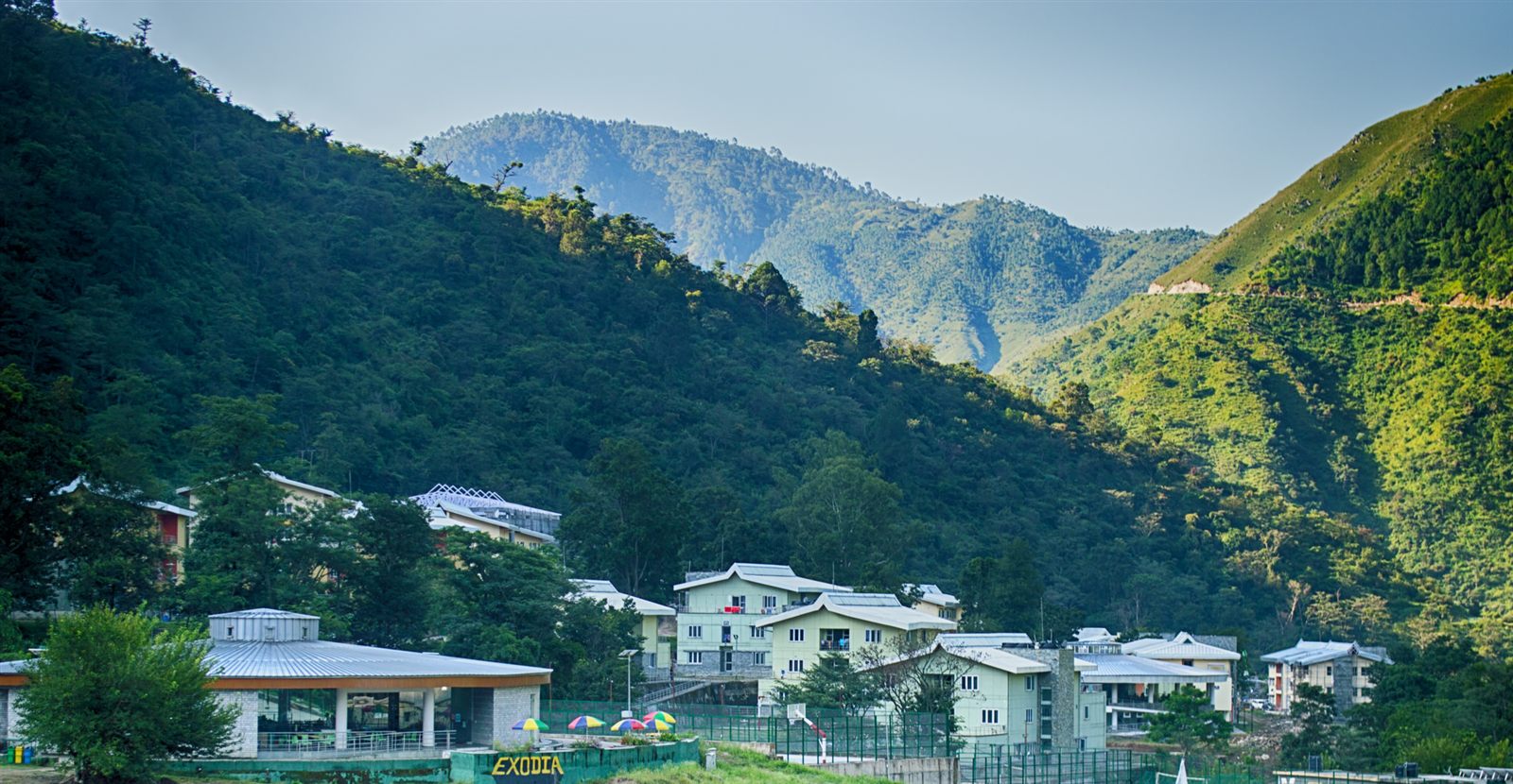 IIT Mandi campus in the valley, surrounded by forested hills